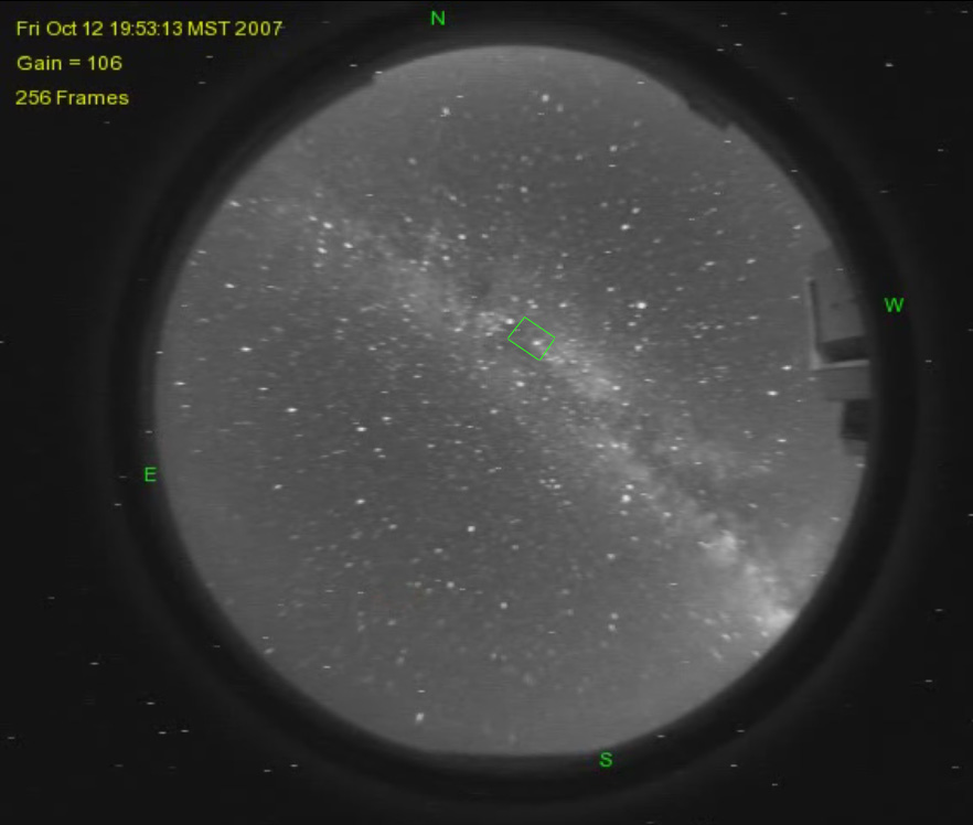 All-sky image showing Cygnus field
