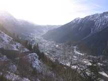 
Chamonix from the train. You can see some ski resorts in the distance.
